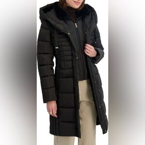 NWT - Tahari Casey Hooded Long Puffer Coat in Galaxy Size Medium